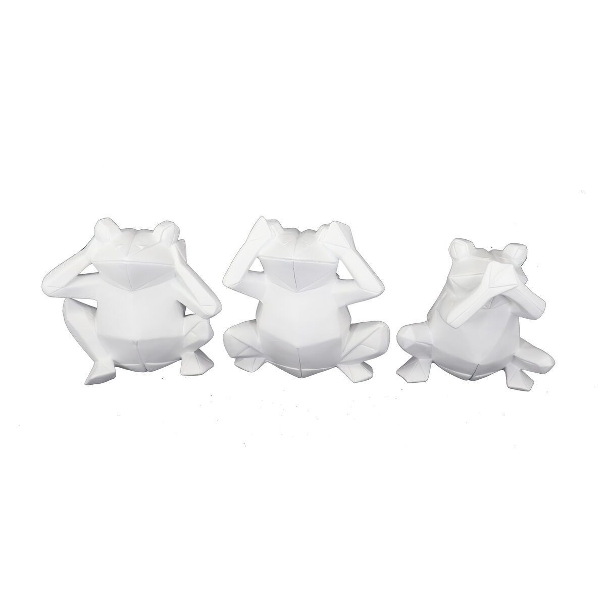 Figura Decorativa DKD Home Decor 18,5 x 13 x 17,8 cm Blanco Rana (3 Unidades) 1 S3039675_0