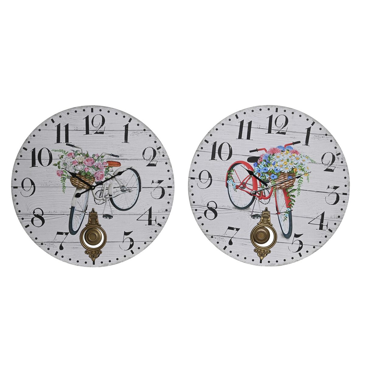 Reloj de Pared DKD Home Decor Bicicleta Metal Multicolor Madera MDF (2 Unidades) (58 x 4 x 58 cm) 1 S3041500_0