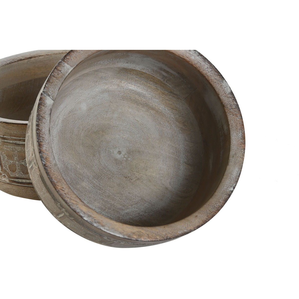 Centro de Mesa DKD Home Decor Blanco Natural Madera de mango 30,5 x 30,5 x 12,7 cm (3 Piezas) 3 S3043753_2