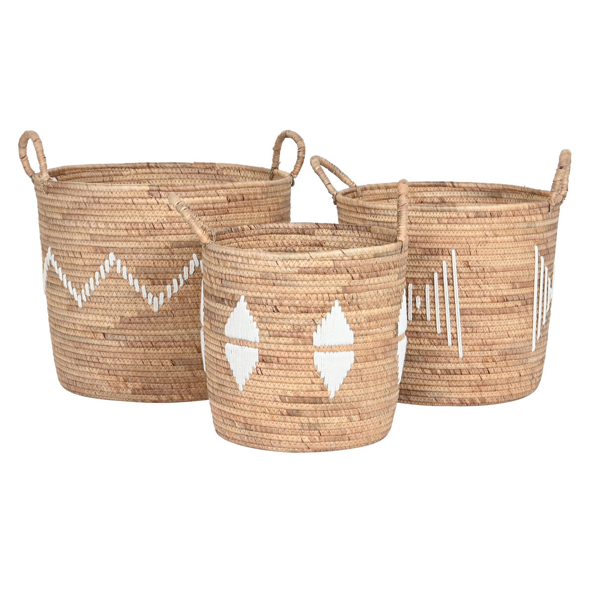 Juego de Cestas DKD Home Decor Blanco Natural Cuerda Hierba marina (3 Piezas) 2 S3042935_1