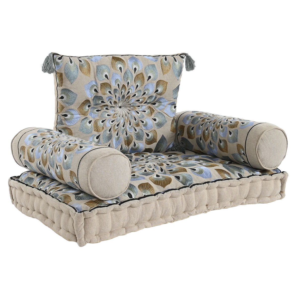 Sillón de jardín DKD Home Decor Azul Beige 90 x 55 x 18 cm 1 S3045067_0