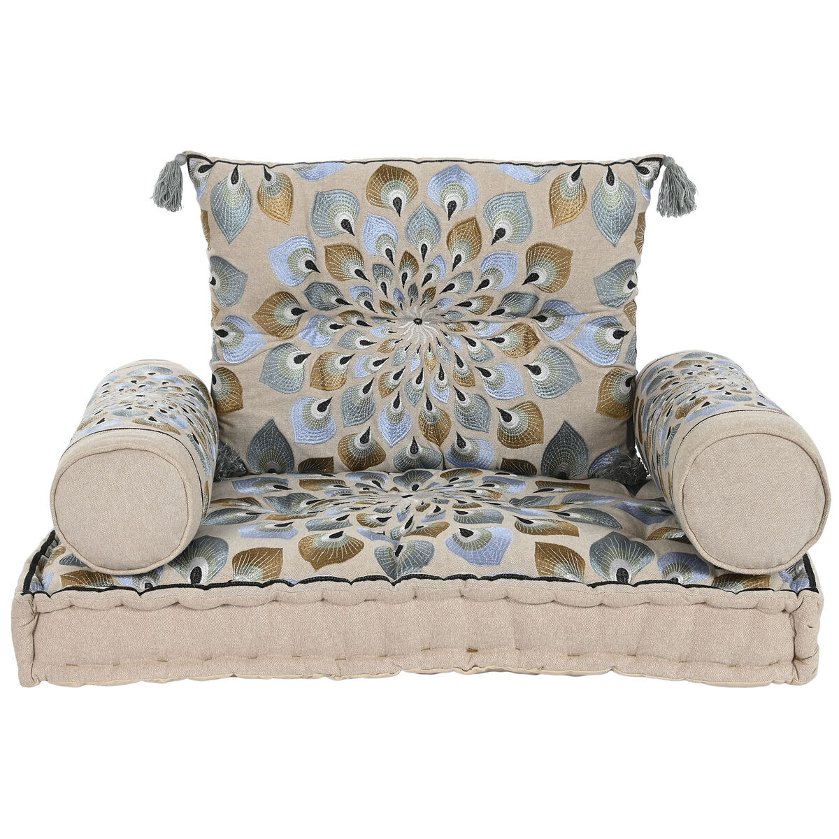 Sillón de jardín DKD Home Decor Azul Beige 90 x 55 x 18 cm 3 S3045067_2