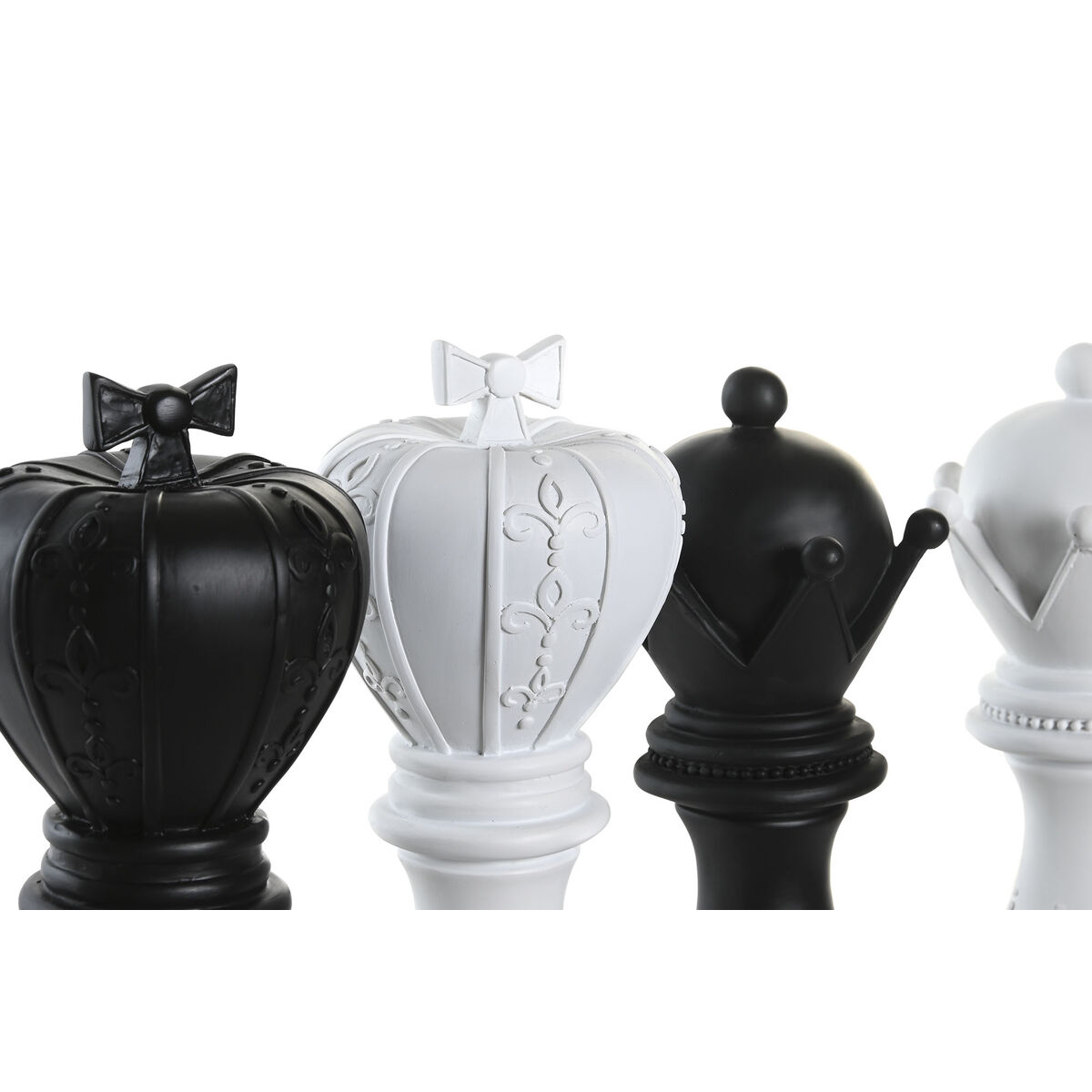 Figura Decorativa DKD Home Decor Blanco Negro Fichas de Ajedrez 12 x 12 x 25,5 cm (4 Unidades) 3 S3043236_2