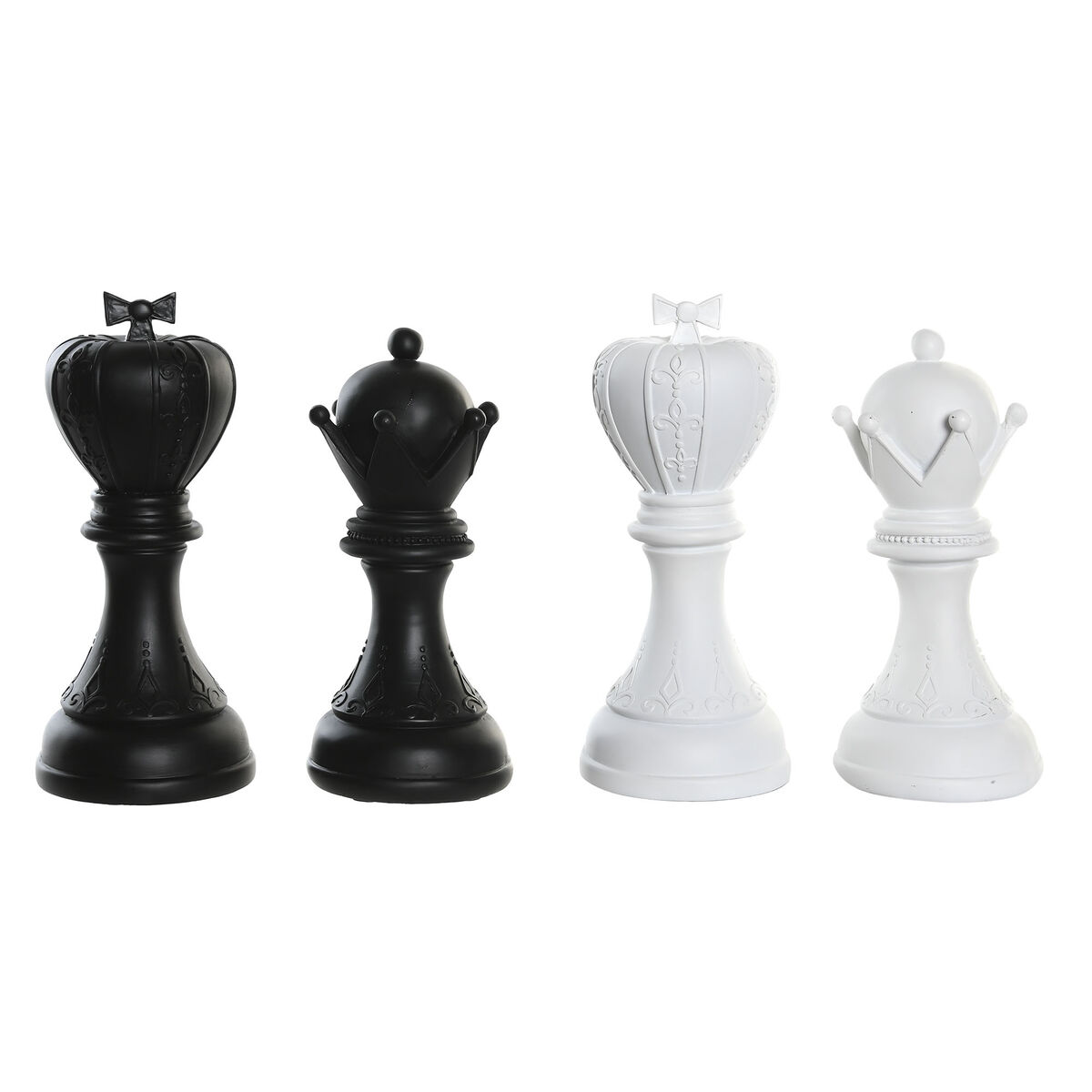 Figura Decorativa DKD Home Decor Blanco Negro Fichas de Ajedrez 12 x 12 x 25,5 cm (4 Unidades) 1 S3043236_0
