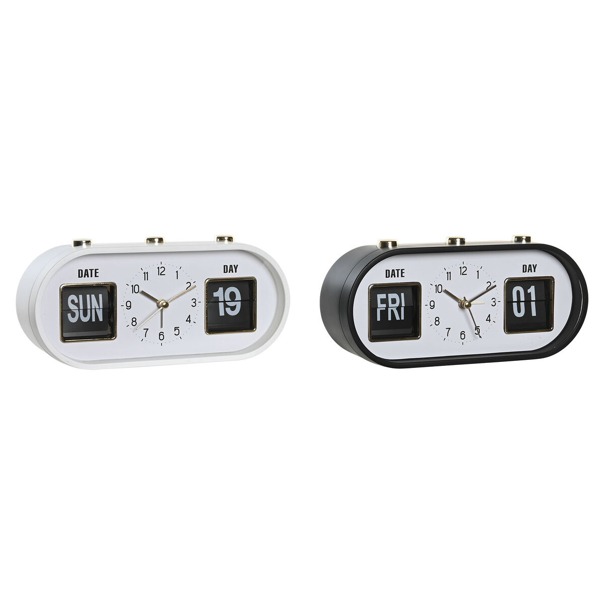 Reloj Despertador DKD Home Decor Blanco Negro PVC 20 x 6 x 9,5 cm (2 Unidades) 1 S3044972_0