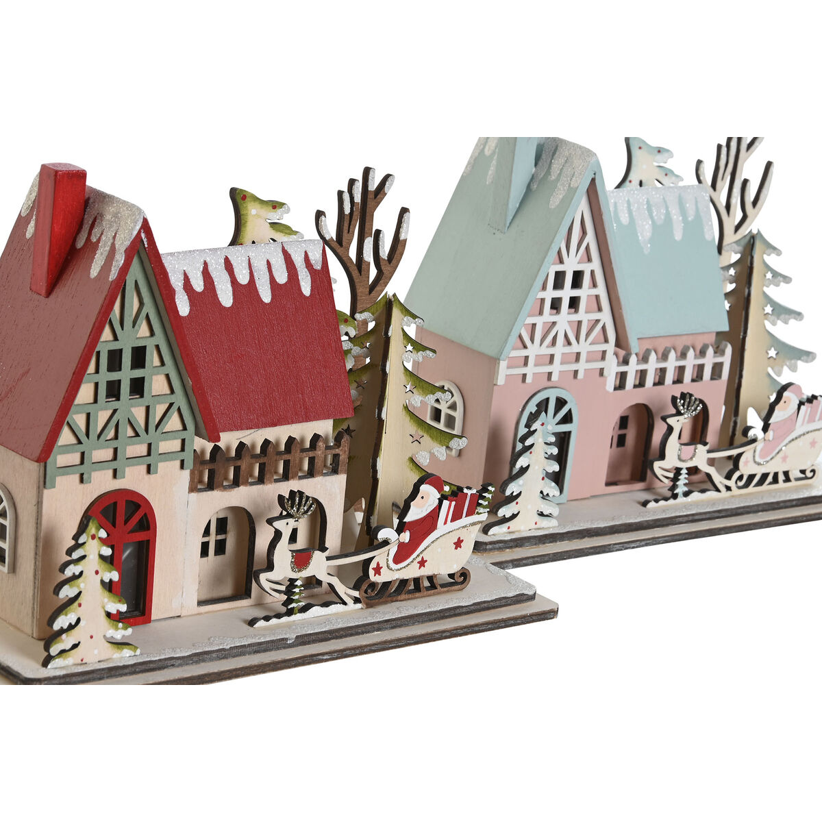 Adorno Navideño DKD Home Decor Rojo Rosa claro 23,5 x 11 x 20,5 cm (2 Unidades) 5 S3052197_4