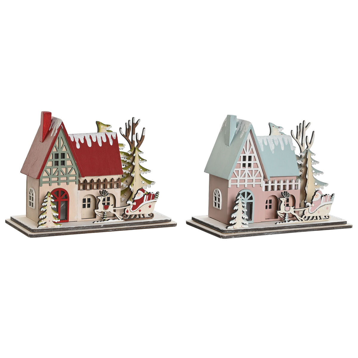 Adorno Navideño DKD Home Decor Rojo Rosa claro 23,5 x 11 x 20,5 cm (2 Unidades) 3 S3052197_2