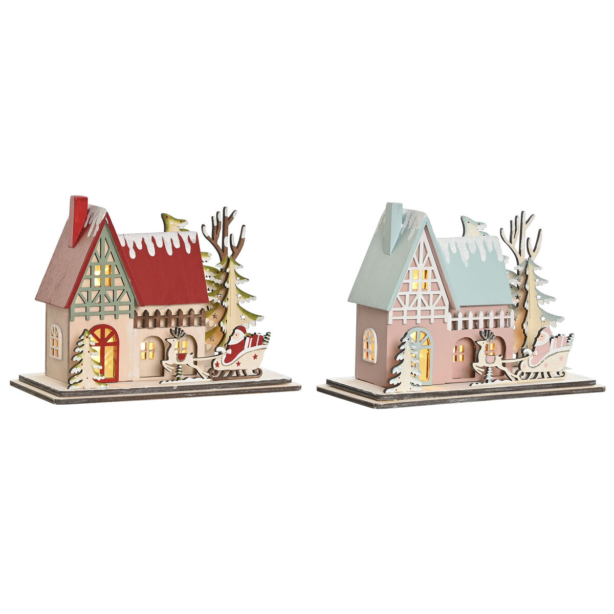 Adorno Navideño DKD Home Decor Rojo Rosa claro 23,5 x 11 x 20,5 cm (2 Unidades) 4 S3052197_3