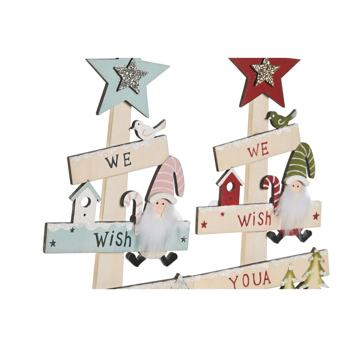 Árbol de Navidad DKD Home Decor Rojo Rosa Madera 17,5 x 5 x 38 cm (2 Unidades) 5 S3052200_4