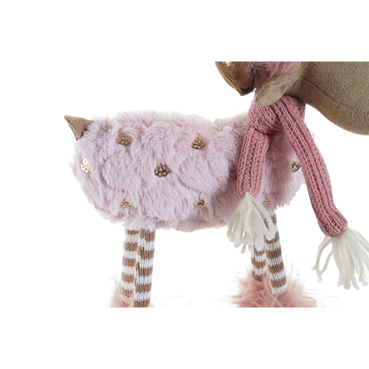 Adorno Navideño DKD Home Decor Blanco Rosa Reno 12 x 20 x 40 cm (2 Unidades) 3 S3052239_2