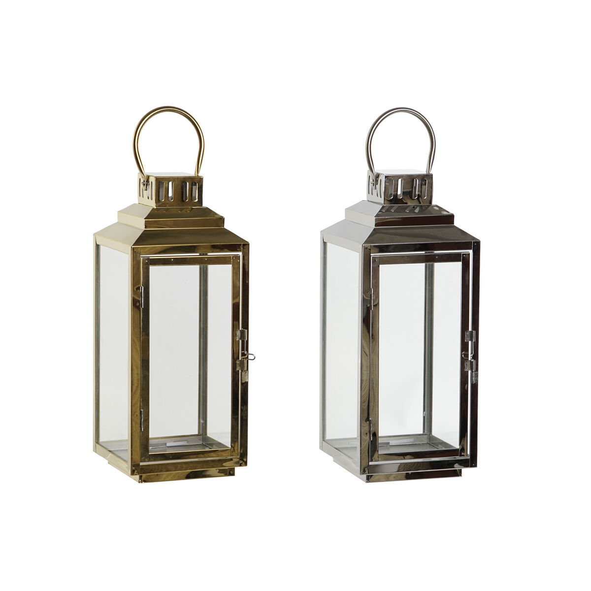 Farol DKD Home Decor Dorado Plateado Aluminio Cristal 14 x 14 x 35 cm (2 Unidades) 5 S3052505_4