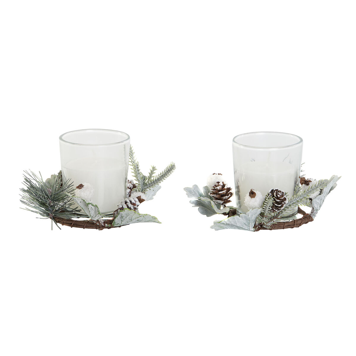Set de Velas DKD Home Decor Blanco Navidad 10 x 10 x 7 cm 19 x 10.5 x 7 cm (2 Unidades) 1 S3051946_0