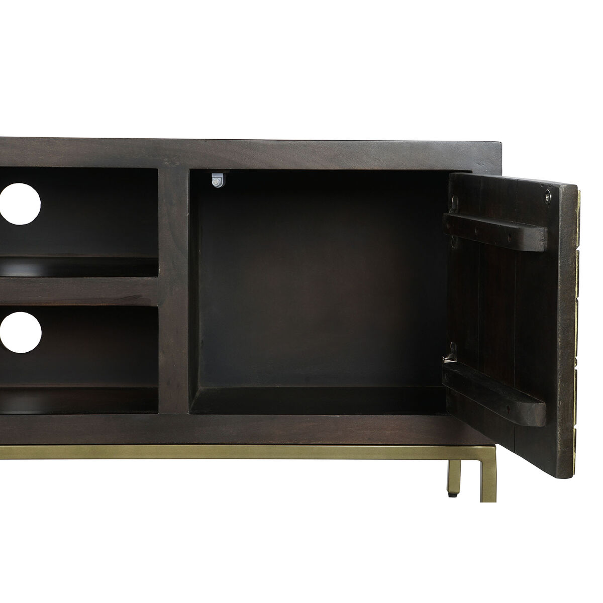 Mueble de TV DKD Home Decor 140 x 40 x 55 cm Negro Metal Acacia 7 S3052669_6