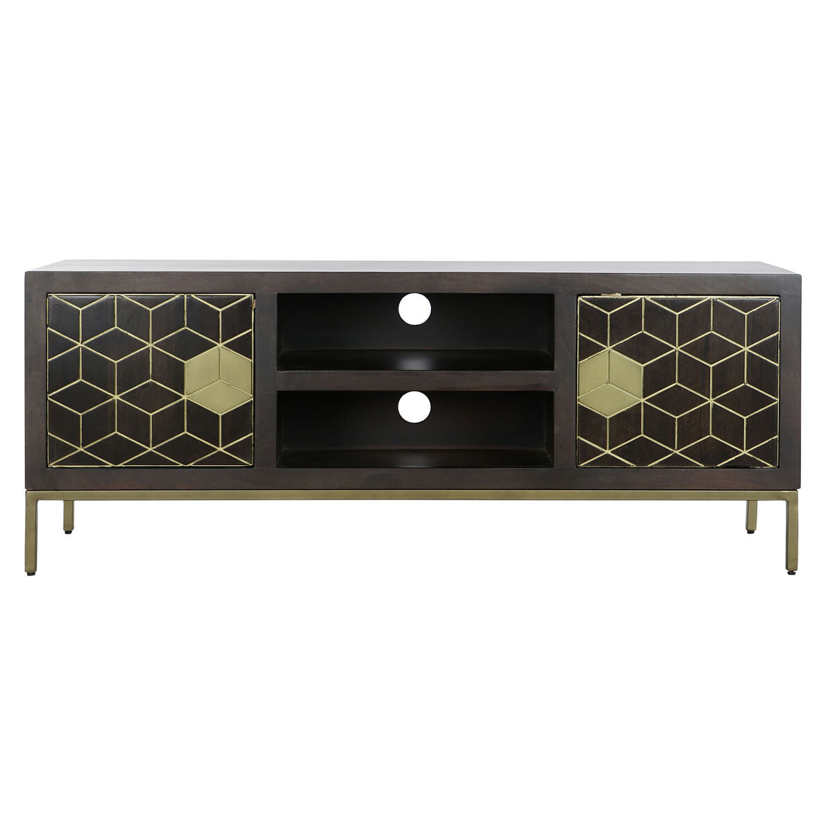 Mueble de TV DKD Home Decor 140 x 40 x 55 cm Negro Metal Acacia 5 S3052669_4