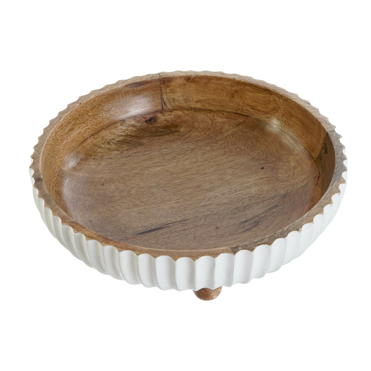 Centro de Mesa DKD Home Decor Blanco Marrón oscuro Madera de mango 25 x 25 x 9 cm 2 S3053595_1