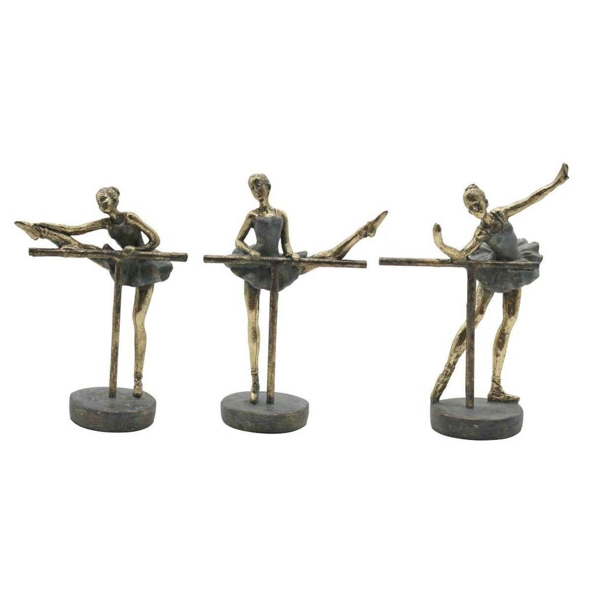 Figura Decorativa Home ESPRIT Gris Dorado Bailarina Ballet 14 x 8 x 20 cm (3 Unidades) 1 S3054136_0