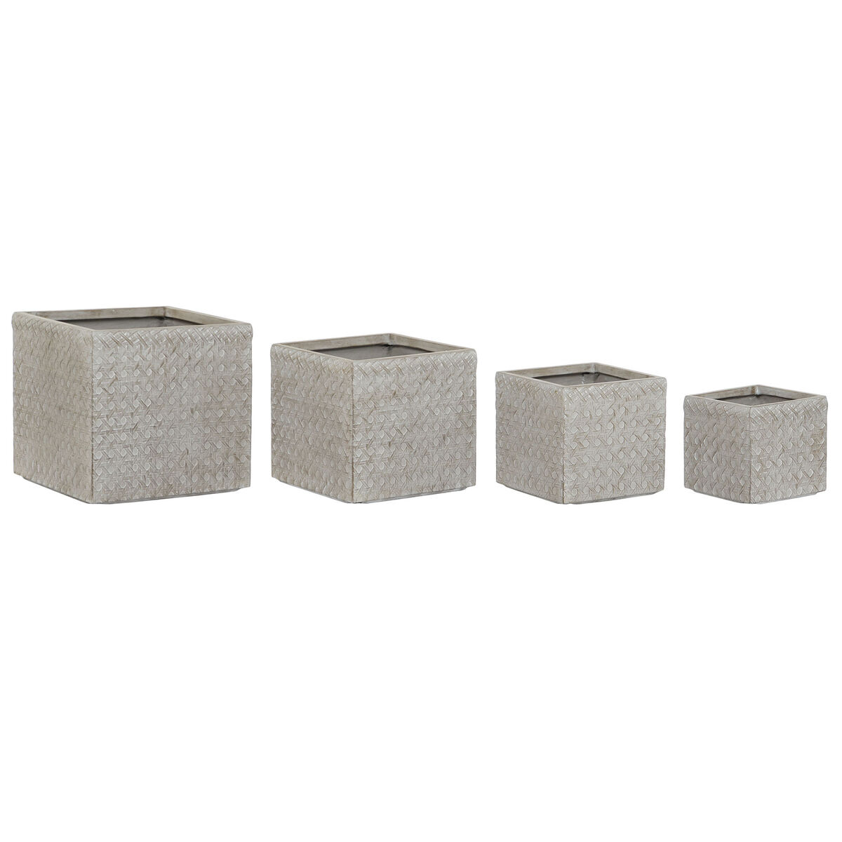 Set de Maceteros Home ESPRIT Beige Fibra de Vidrio Magnesio 44,5 x 44,5 x 42,5 cm (4 Unidades) 1 S3054517_0