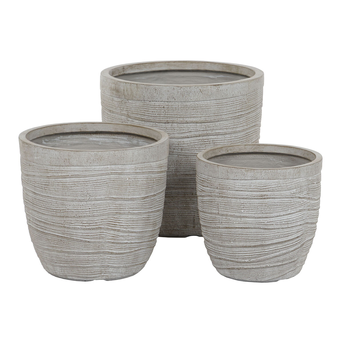 Set de Maceteros Home ESPRIT Beige Fibra de Vidrio Magnesio 45 x 45 x 43 cm (3 Unidades) 5 S3054524_4