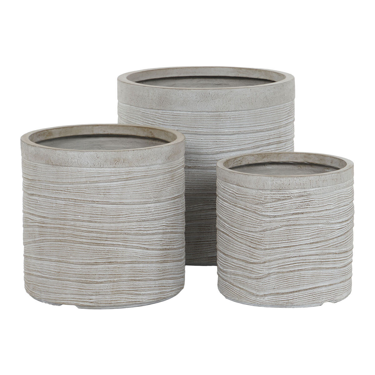 Set de Maceteros Home ESPRIT Beige Fibra de Vidrio Magnesio 44,5 x 44,5 x 44 cm (3 Unidades) 5 S3054525_4