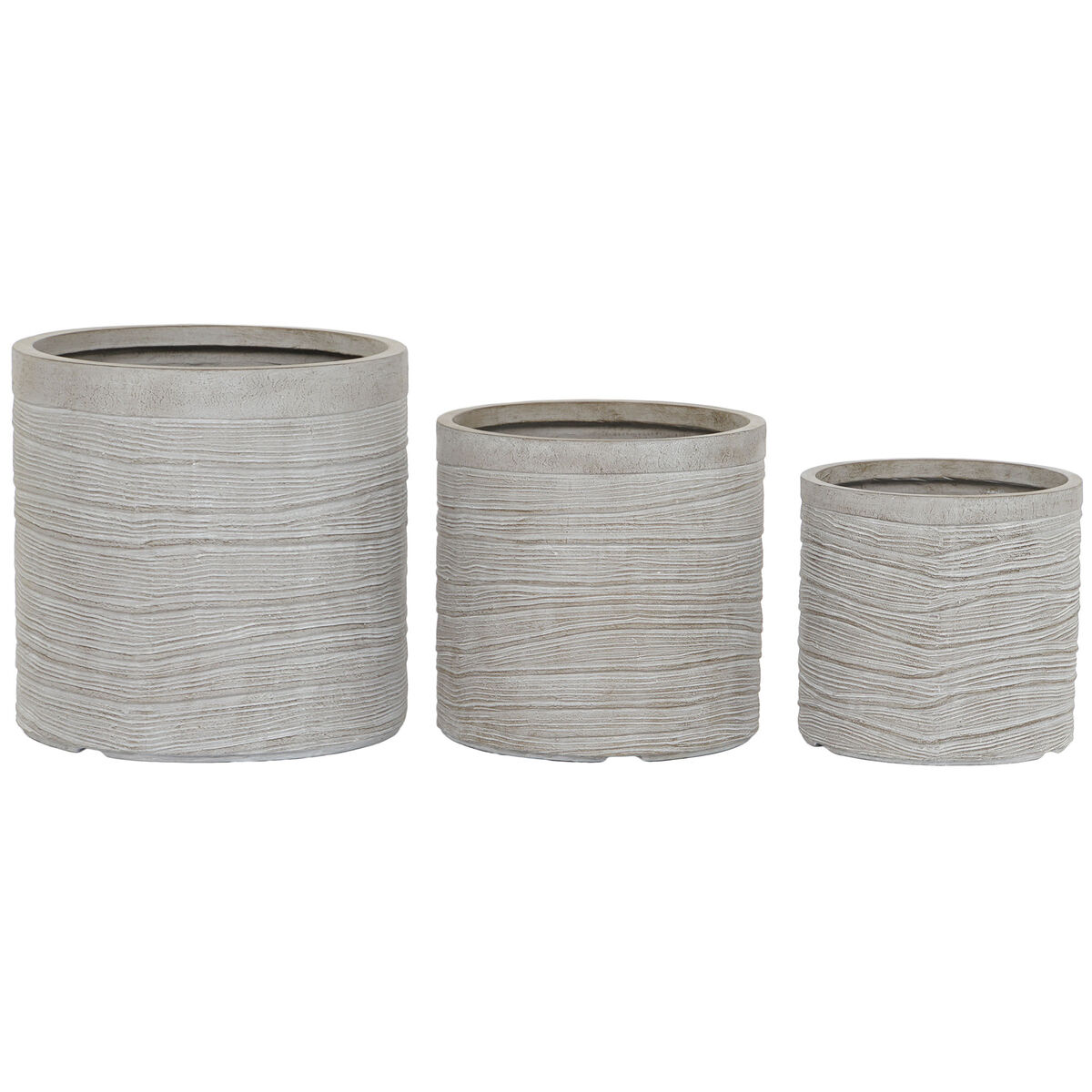 Set de Maceteros Home ESPRIT Beige Fibra de Vidrio Magnesio 44,5 x 44,5 x 44 cm (3 Unidades) 1 S3054525_0