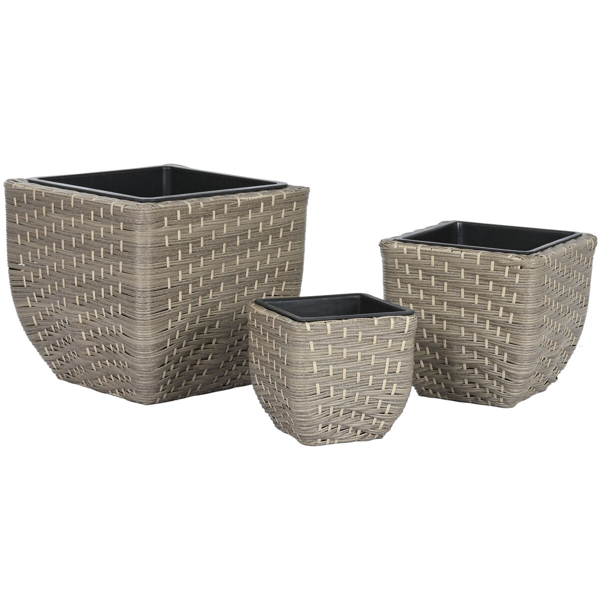 Set de Maceteros Home ESPRIT Polipropileno Ratán 40 x 40 x 36 cm 2 S3054566_1