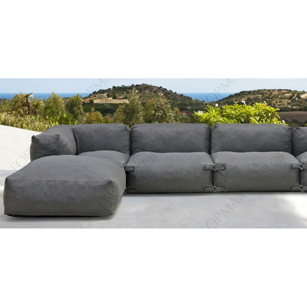 Puff Home ESPRIT Gris 87 x 87 x 32 cm 6 S3054538_5