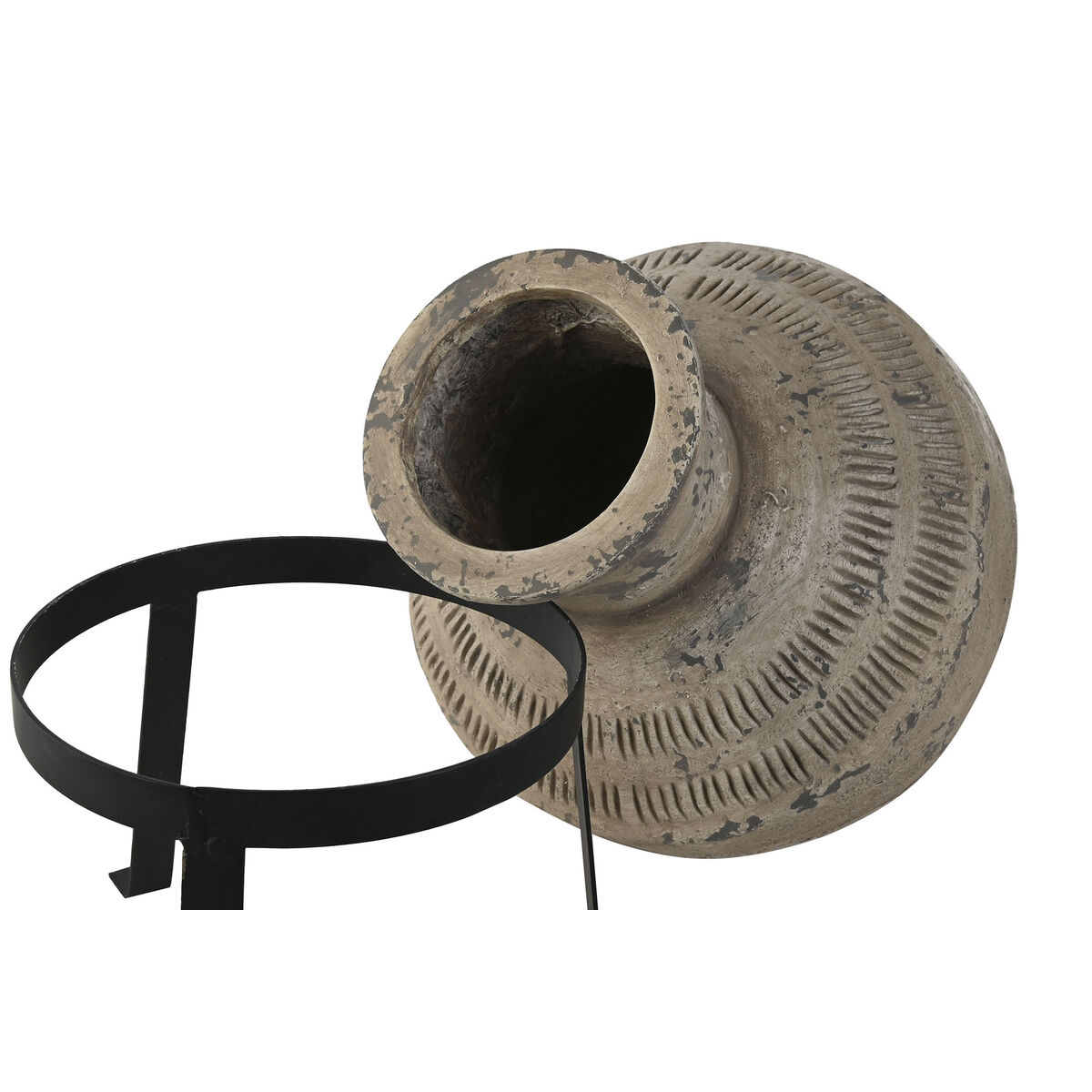 Jarrón Home ESPRIT Negro Beige Metal Magnesio 28 x 28 x 47 cm 2 S3056668_1