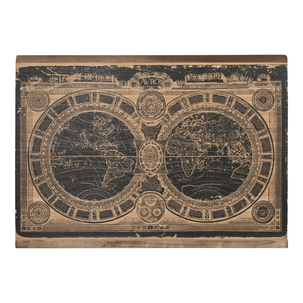 Decoración de Pared Home ESPRIT Negro Natural Mapamundi 149 x 2 x 105 cm 1 S3056273_0