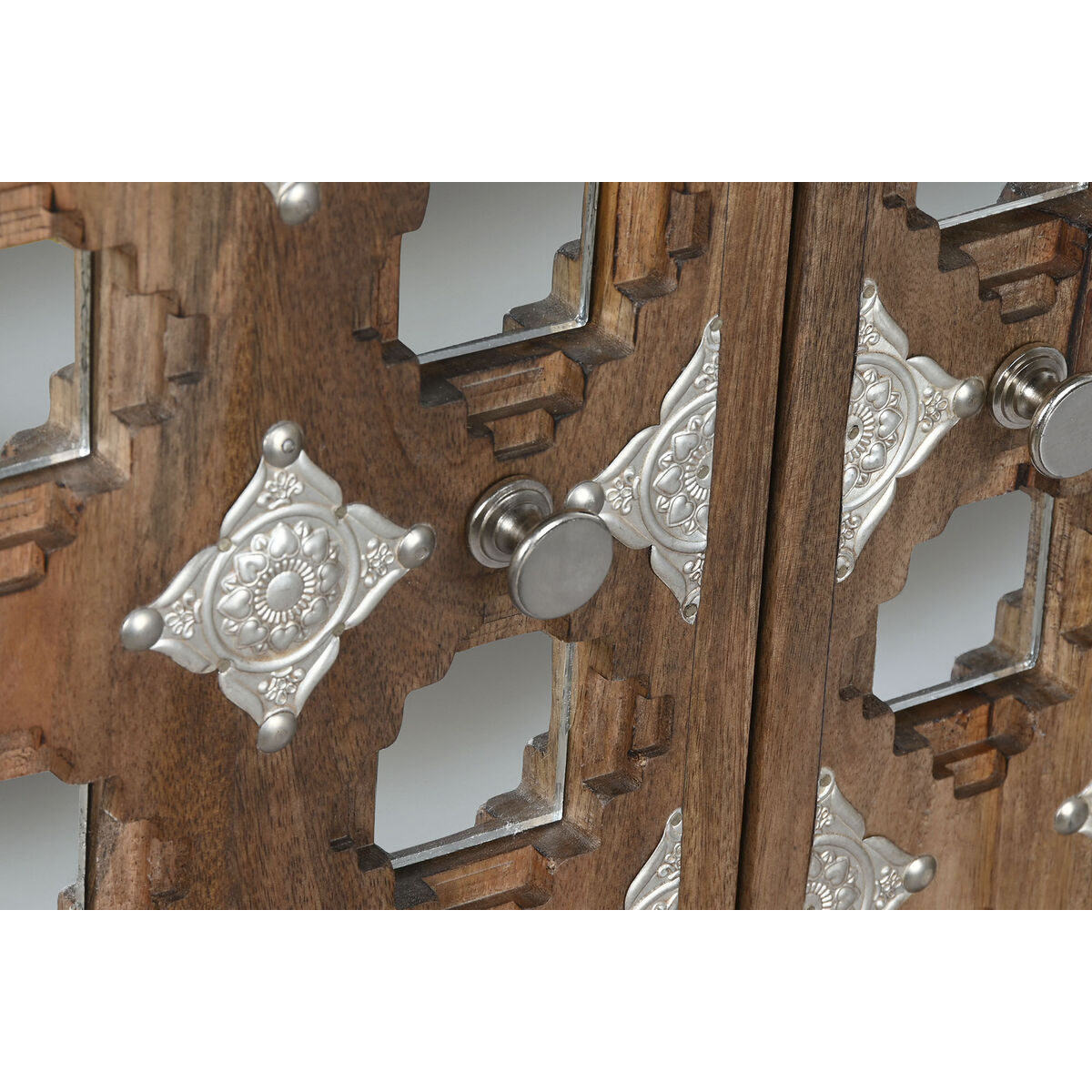 Aparador Home ESPRIT Marrón Negro Plateado Natural Madera de mango Espejo 150 x 38 x 80 cm 5 S3055814_4