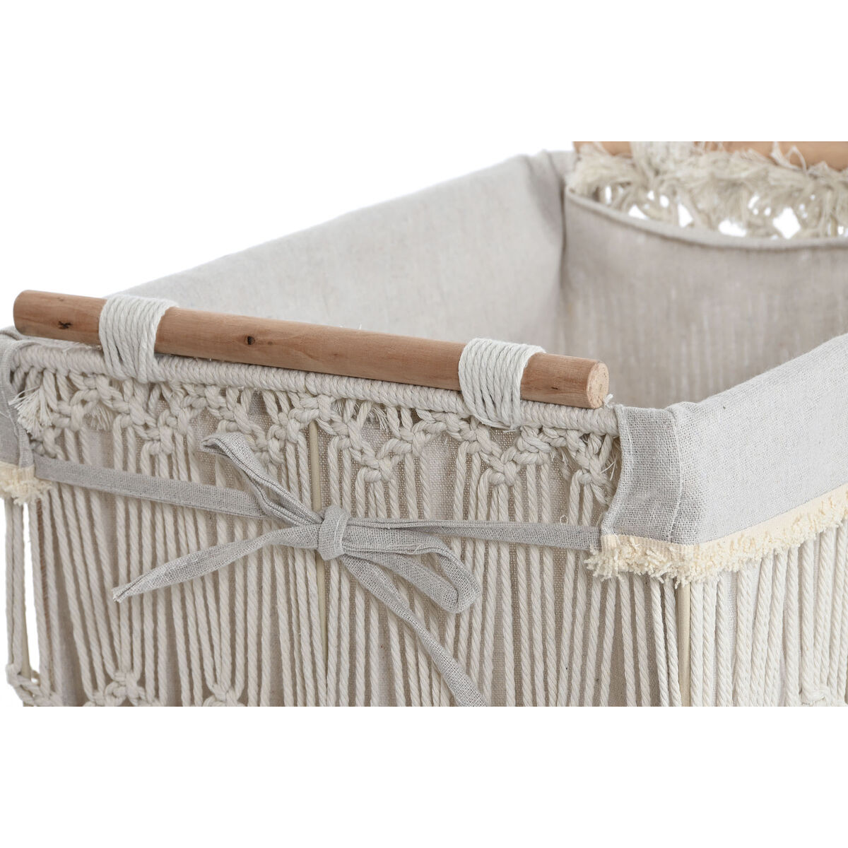 Cesto para la Ropa Sucia Home ESPRIT Blanco Natural Metal Shabby Chic 42 x 32 x 51 cm 5 Piezas 3 S3057035_2