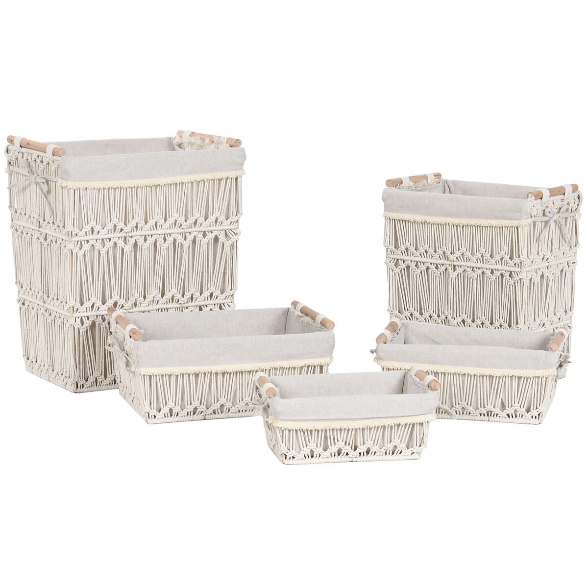 Cesto para la Ropa Sucia Home ESPRIT Blanco Natural Metal Shabby Chic 42 x 32 x 51 cm 5 Piezas 4 S3057035_3