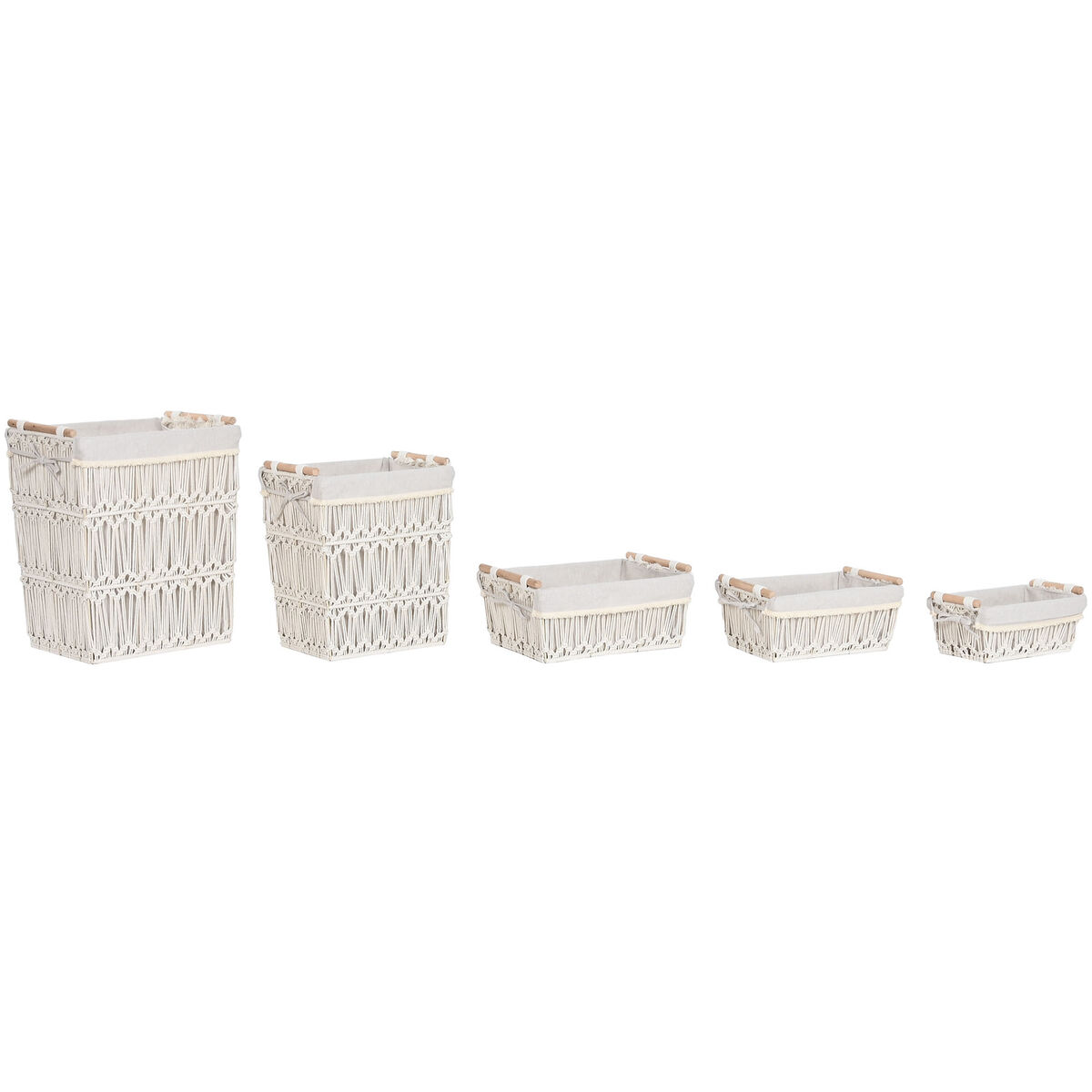 Cesto para la Ropa Sucia Home ESPRIT Blanco Natural Metal Shabby Chic 42 x 32 x 51 cm 5 Piezas 1 S3057035_0