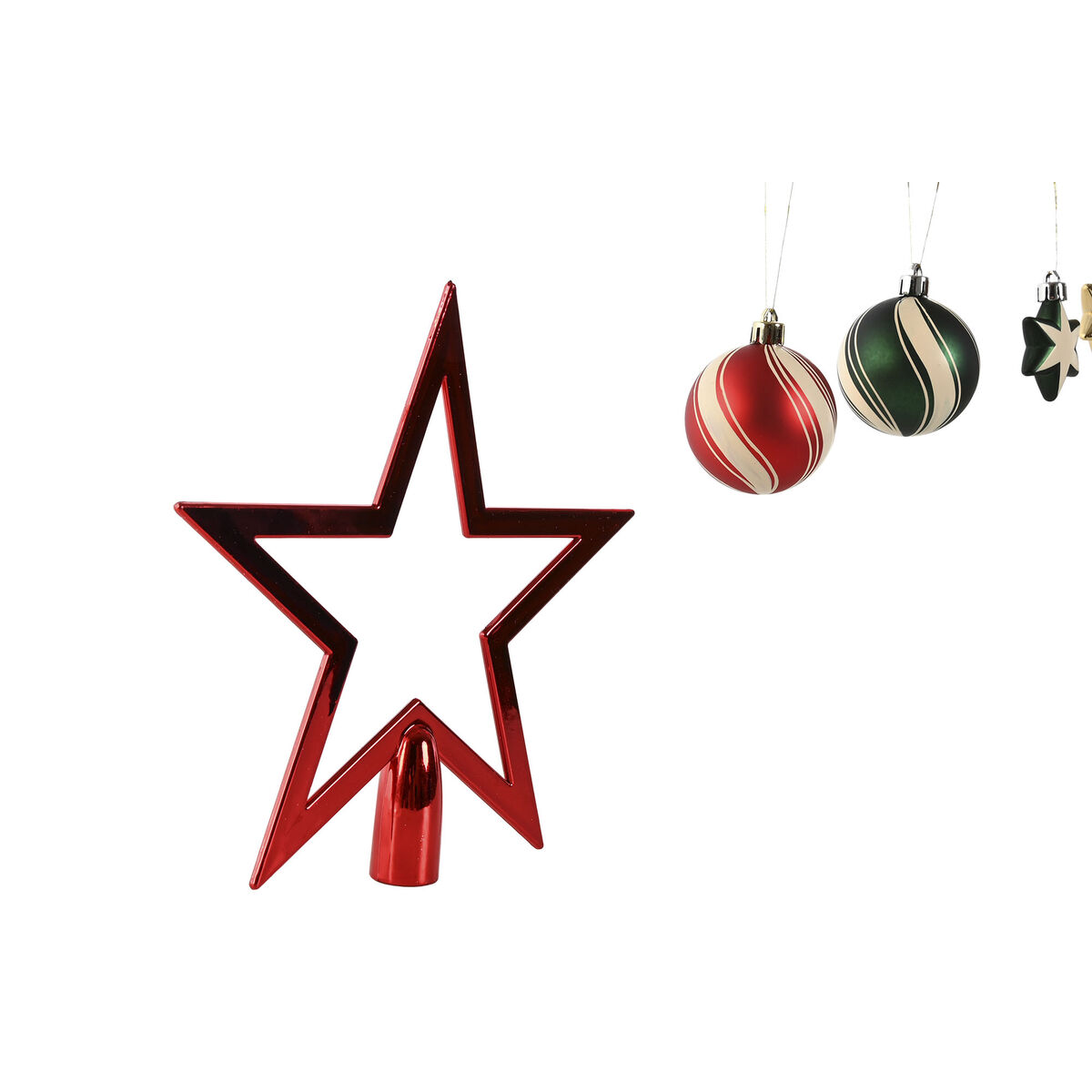 Bolas de Navidad Home ESPRIT Rojo Verde Polietileno 21 x 6,5 x 27 cm (53 Piezas) 2 S3058669_1