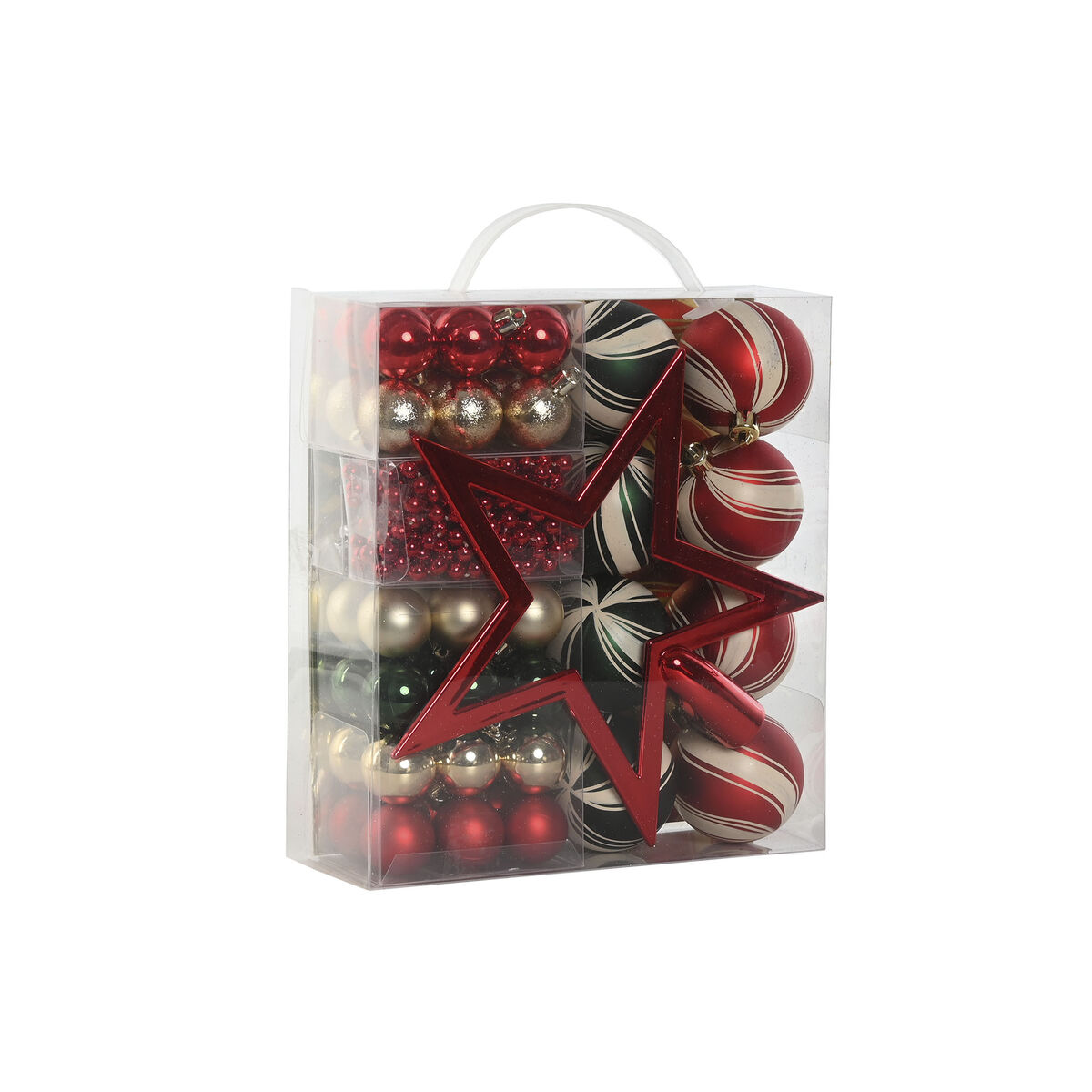Bolas de Navidad Home ESPRIT Rojo Verde Polietileno 21 x 6,5 x 27 cm (53 Piezas) 4 S3058669_3