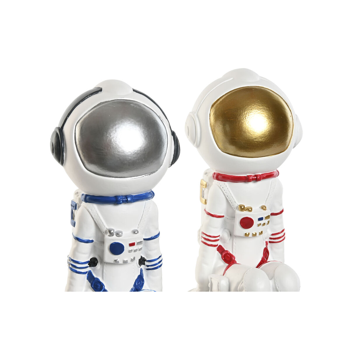 Figura Decorativa Home ESPRIT Azul Blanco Rojo Plateado Mujer Astronauta 11 x 7 x 24 cm (2 Unidades) 2 S3056631_1