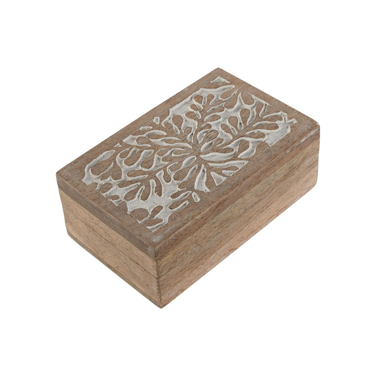 Caja-Joyero Home ESPRIT Blanco Natural Madera de mango (2 Piezas) 1 S3061571_0