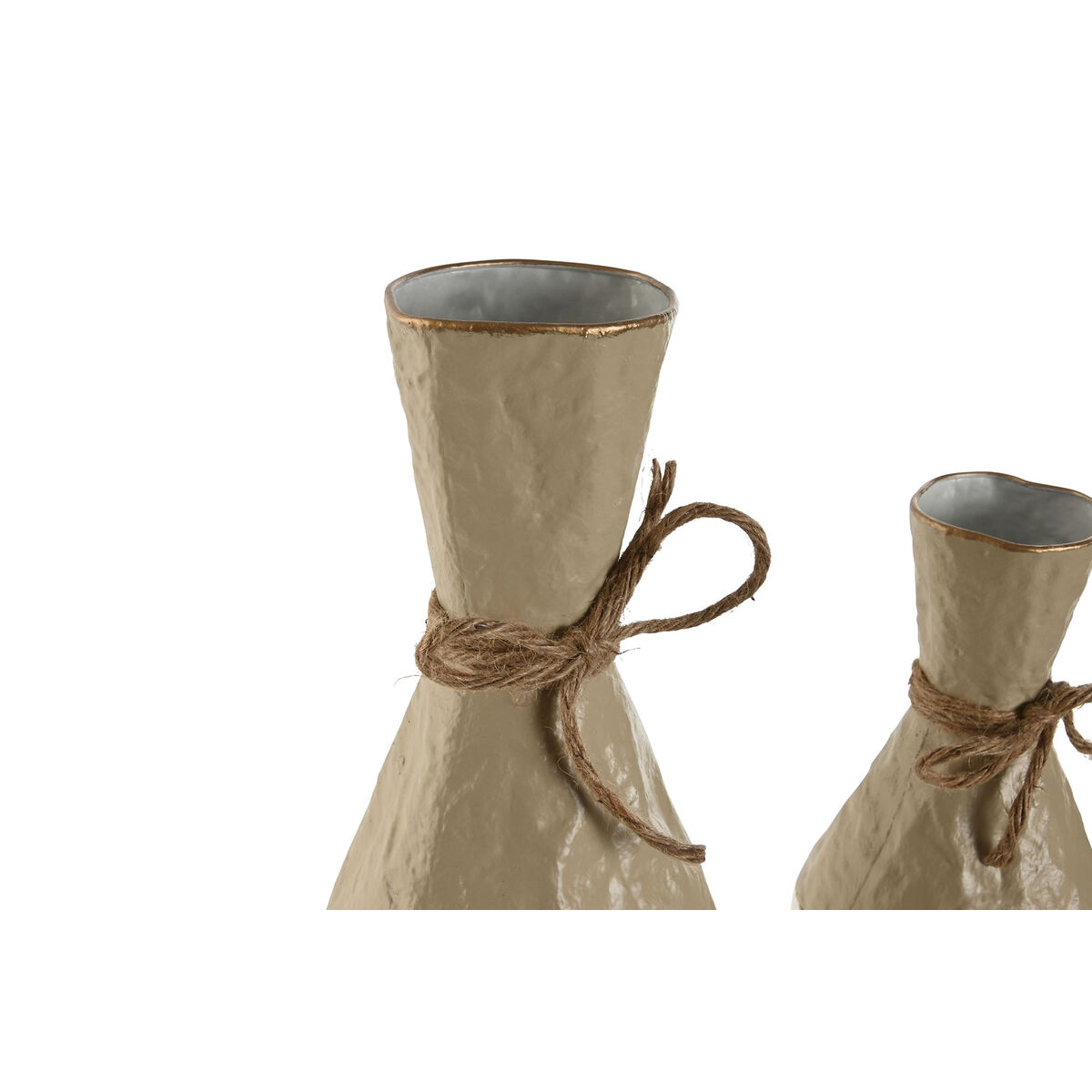 Set de 3 Jarrones Home ESPRIT Blanco Dorado Metal 14 x 14 x 67 cm (3 Piezas) 2 S3058421_1