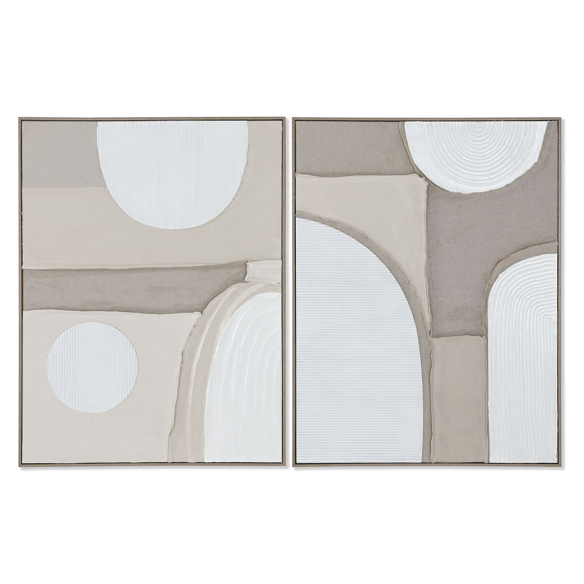 Cuadro Home ESPRIT Blanco Beige Abstracto Escandinavo 62 x 3,8 x 82 cm (2 Unidades) 1 S3058314_0