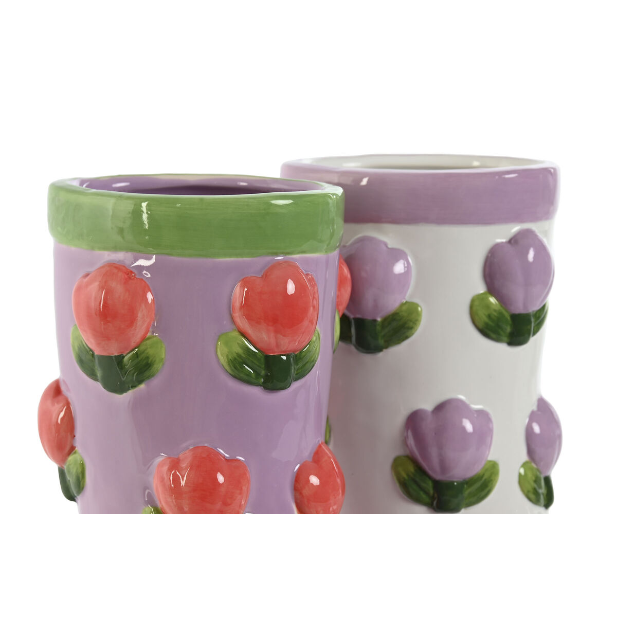 Macetero Home ESPRIT Blanco Lila Dolomita Bota 21 x 11 x 22 cm (2 Unidades) 2 S3059016_1