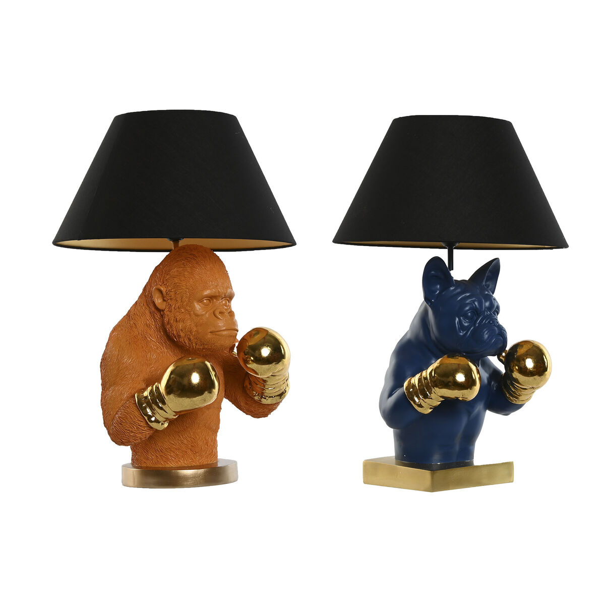 Lámpara de mesa Home ESPRIT Azul Negro Naranja Dorado Resina 50 W 220 V 36 x 36 x 55 cm (2 Unidades) 6 S3059033_5