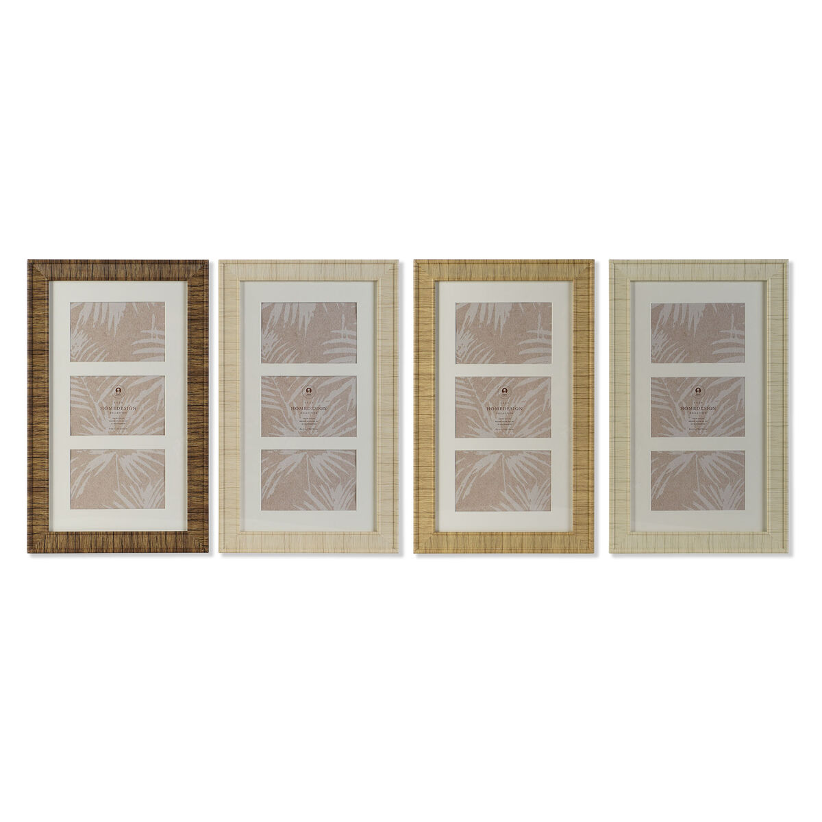 Marco de Fotos Home ESPRIT Blanco Marrón Beige Natural Cristal Poliestireno Escandinavo 26 X 2 X 44 cm (4 Unidades) 1 S3059063_0