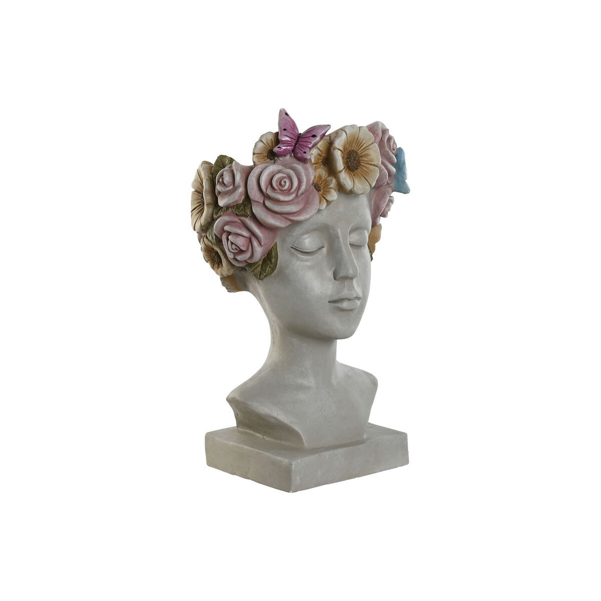 Macetero Home ESPRIT Gris Multicolor Fibra Magnesio chica 32 x 28 x 53 cm 1 S3059359_0