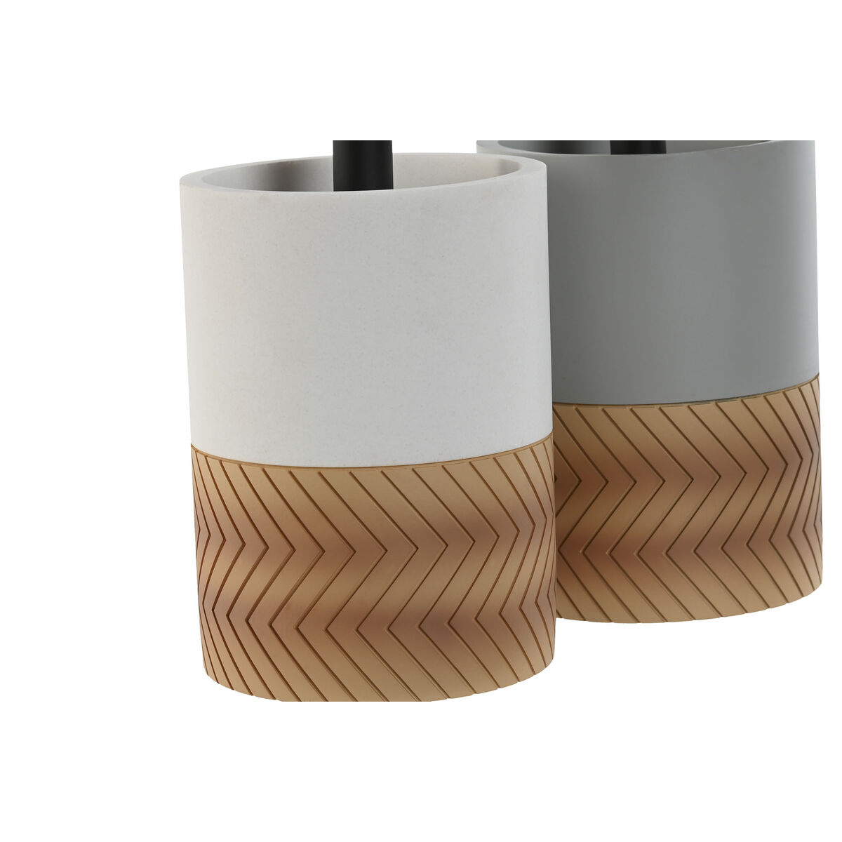 Escobilla para el Baño Home ESPRIT Blanco Gris Natural Resina 9,5 x 9,5 x 37 cm (2 Unidades) 2 S3058970_1