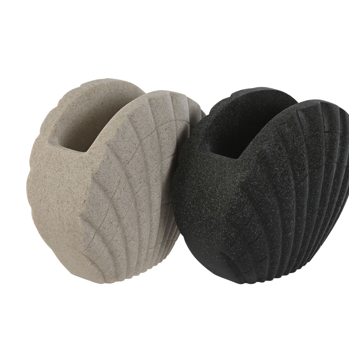 Vaso Home ESPRIT Gris Crema Resina 12 X 6 X 10,5 cm (2 Unidades) 2 S3058978_1