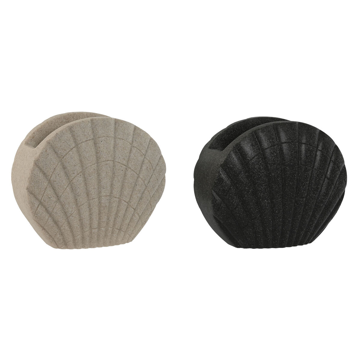 Vaso Home ESPRIT Gris Crema Resina 12 X 6 X 10,5 cm (2 Unidades) 1 S3058978_0