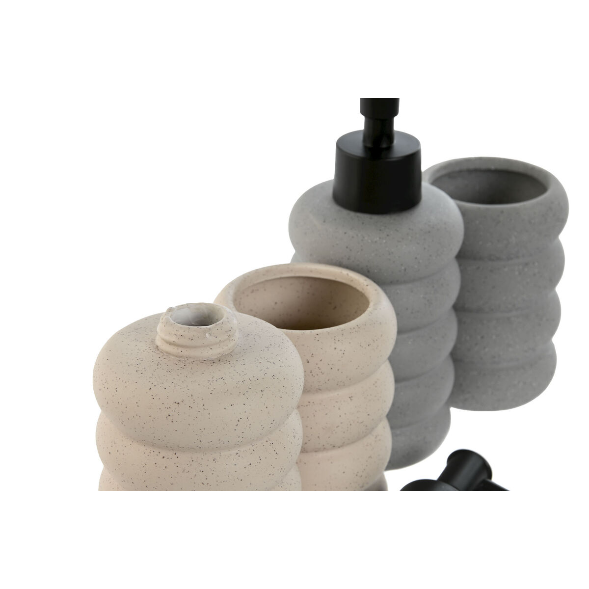 Dispensador de Jabón Home ESPRIT Negro Gris Crema ABS Dolomita 7 x 7 x 17,5 cm (2 Unidades) 3 S3059762_2