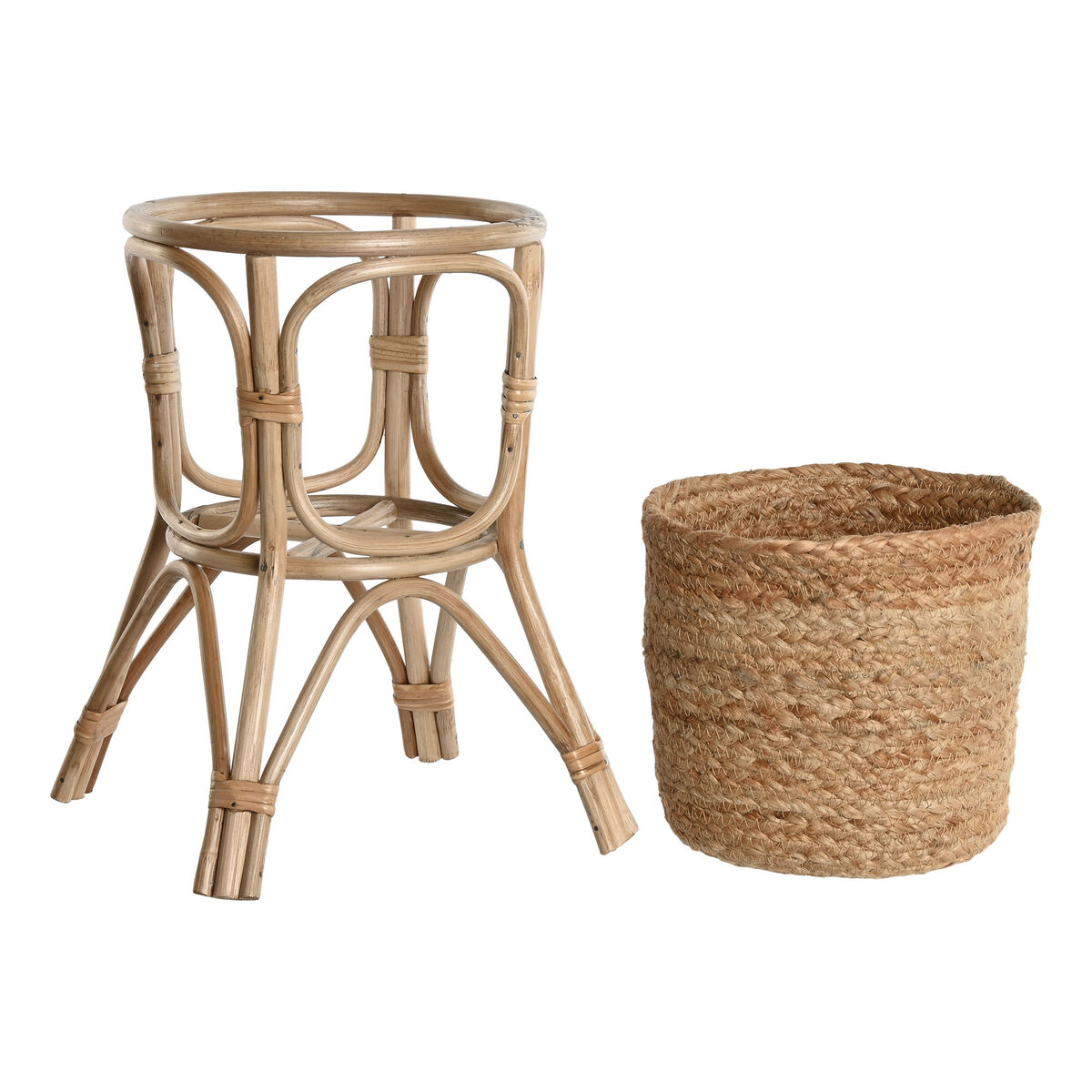Set de Maceteros Home ESPRIT Natural Mimbre Fibra 28 x 28 x 38 cm (2 Piezas) 4 S3059162_3