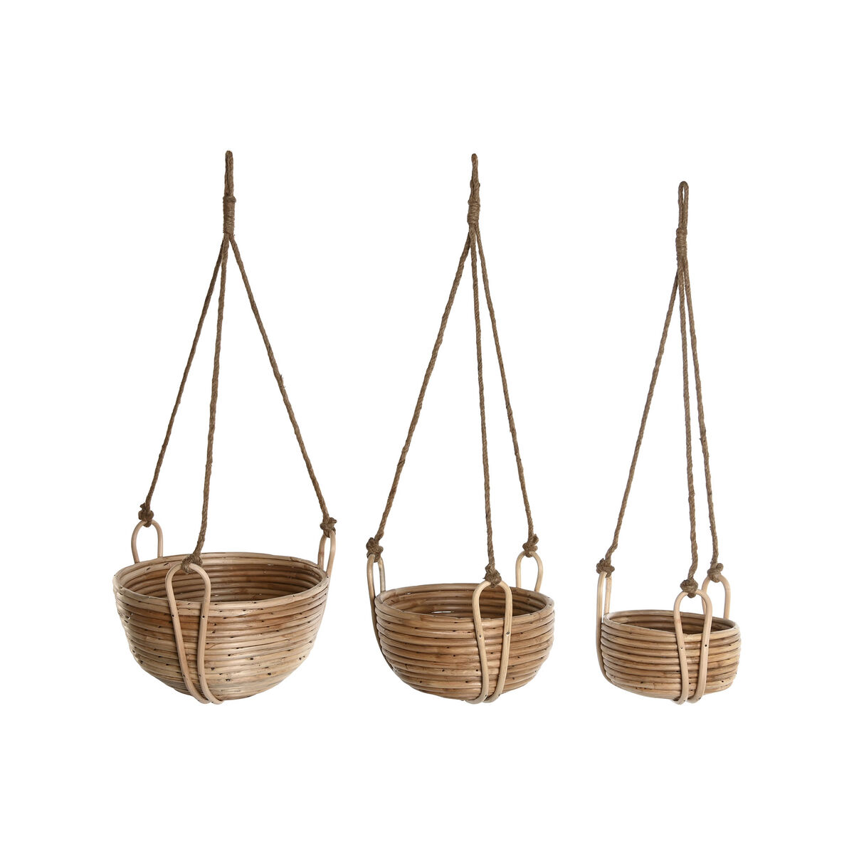 Set de Maceteros Home ESPRIT Natural Mimbre Cuerda 31 x 31 x 23 cm (3 Piezas) 1 S3059163_0