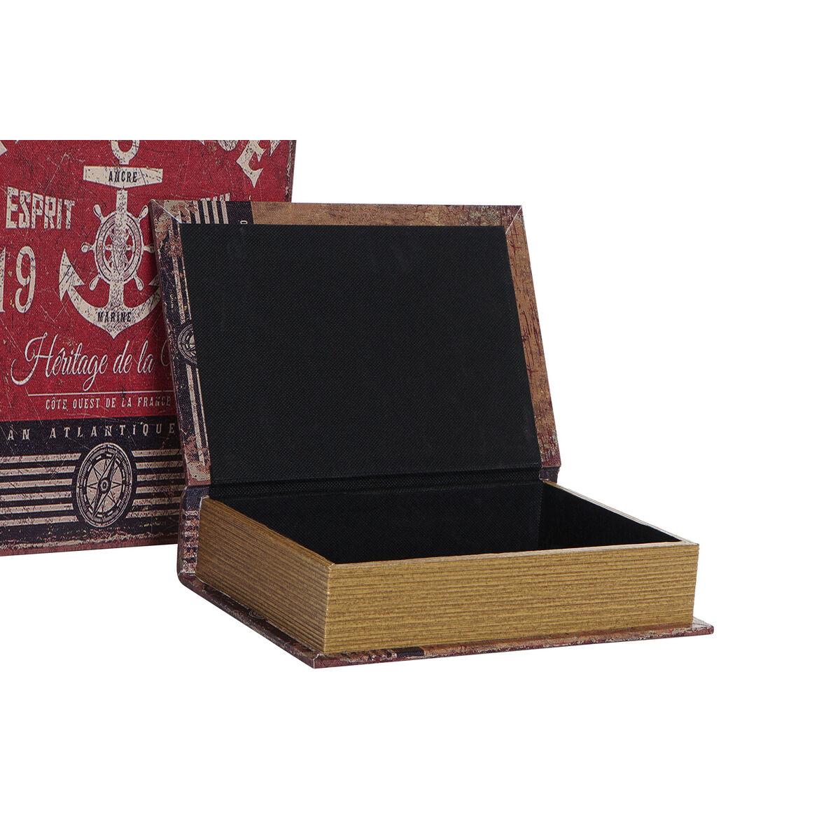 Juego de Cajas Decorativas Home ESPRIT Multicolor Madera Lienzo Ancla 3 S3060201_2