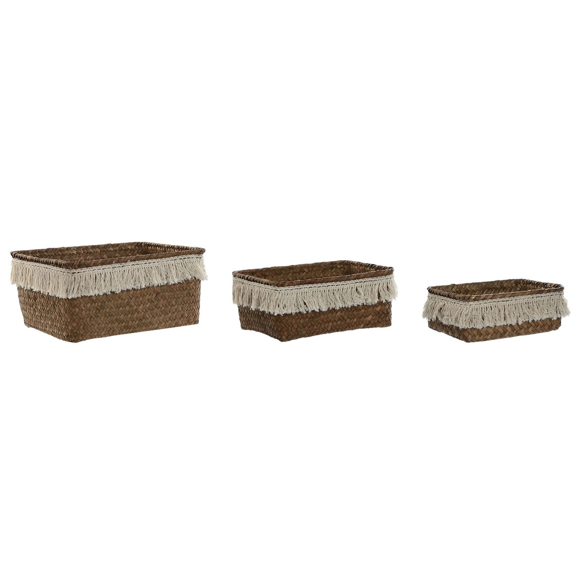 Juego de Cestas Home ESPRIT Fibra natural Boho Desgastado 23 x 17 x 10 cm 4 S3059987_3